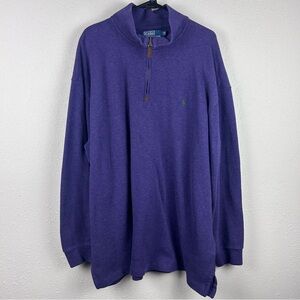Polo Ralph Lauren Men's Purple Cotton 1/4 Zip Pullover Sweater, 2XL Big